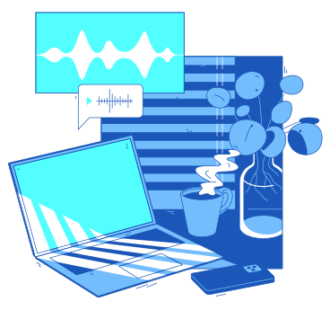 Laptop with voice message by the window PNG, SVG
