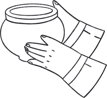 hands holding a clay pot PNG, SVG