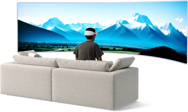 man in vr glasses watching a movie в PNG, SVG