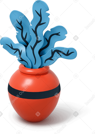 3D Blue potted plant Illustration in PNG, SVG