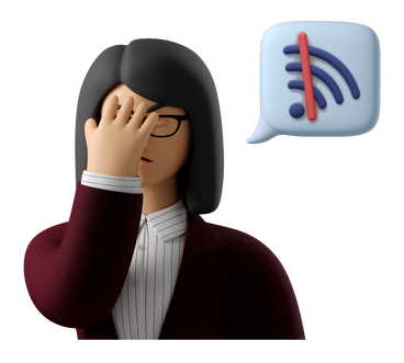 Geschäftsfrau, die über verlorene wi-fi-verbindung blickt PNG, SVG