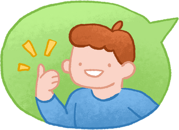 Man showing thumb up in speech bubbble в PNG, SVG