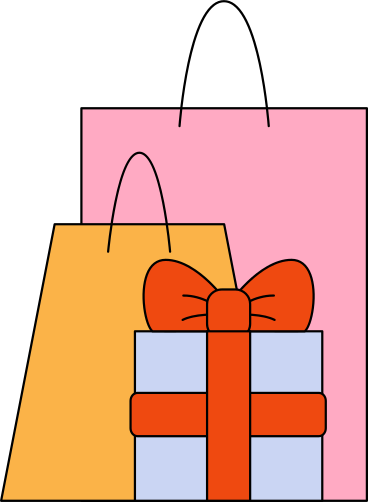 bags with purchases and a gift PNG, SVG
