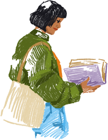 Young woman with book PNG、SVG
