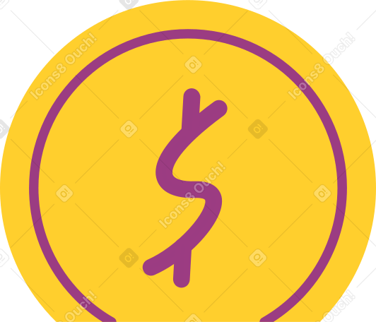 Pièce jaune avec signe dollar PNG, SVG