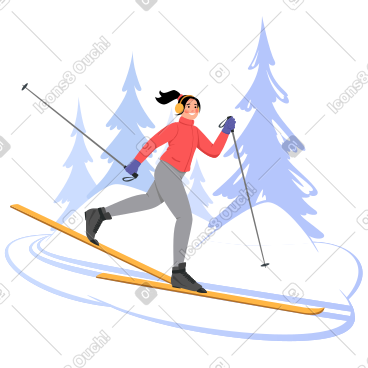 在树林里滑雪的女孩 PNG, SVG