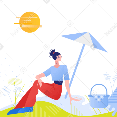 Frau auf einem picknick PNG, SVG
