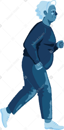 old curvy woman running Illustration in PNG, SVG