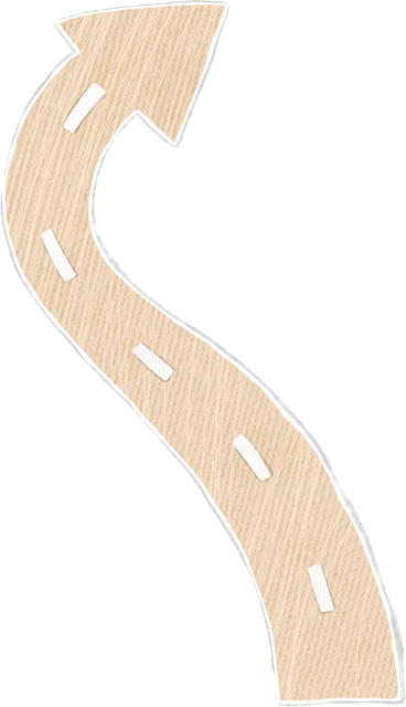 beige curved arrow in the form of a road PNG, SVG