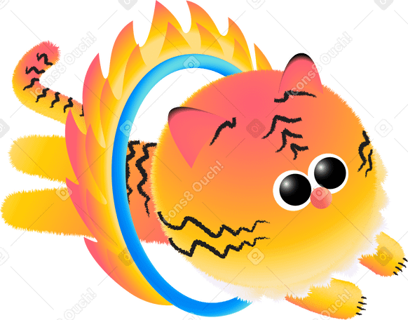 Тигр прыгает через огненное кольцо в PNG, SVG
