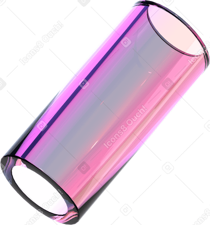 3D glass pipe with reflective iridescent finish PNG, SVG