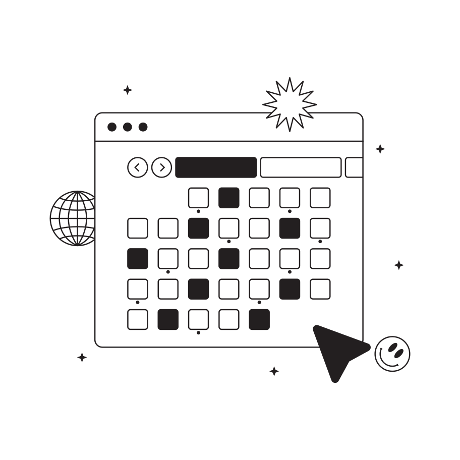 Webブラウザで日がマークされたオンラインカレンダー のpngとsvgでの
