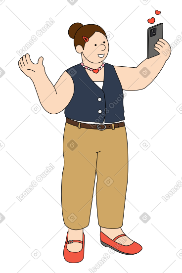 Woman recording stories or going live on social media  PNG, SVG