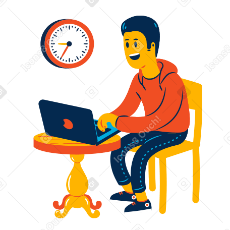 Man is working at a laptop Illustration in PNG, SVG