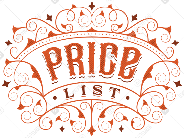lettering price list in victorian style text PNG, SVG