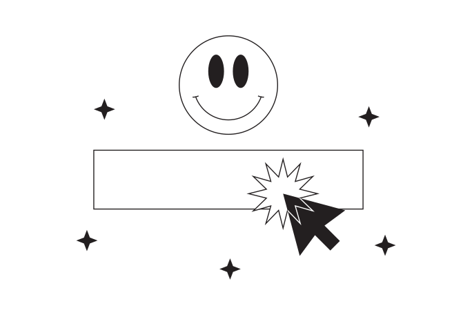 Arrow presses the button under the smiley face Illustration in PNG, SVG