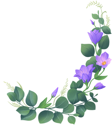 Corner composition with eustoma flowers and eucalyptus leaves PNG, SVG