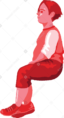 chubby boy sitting side view Illustration in PNG, SVG