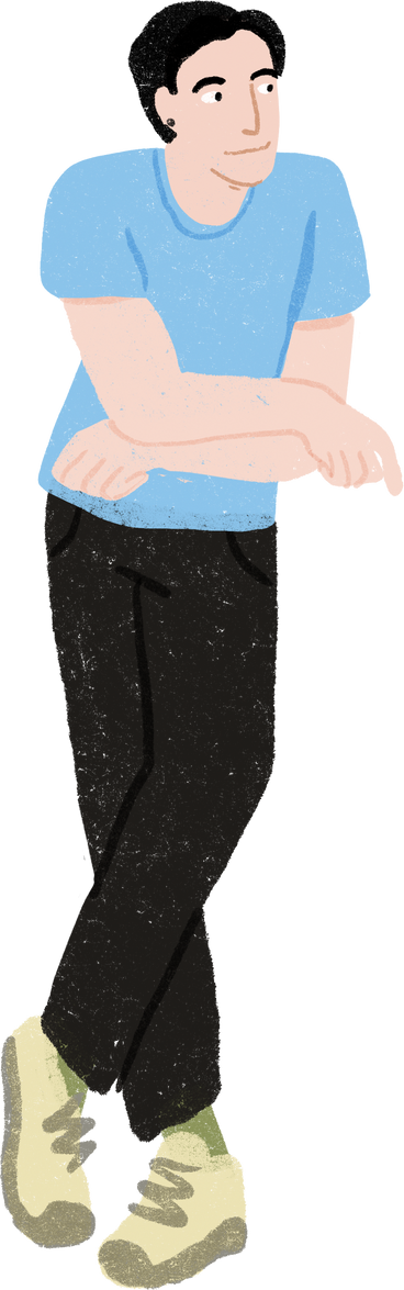Man standing while leaning on something with his arms crossed PNG, SVG
