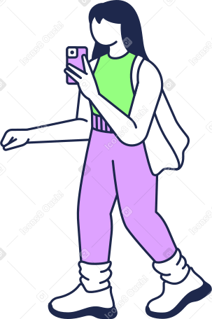 Donna con borse e un telefono cellulare in mano PNG, SVG
