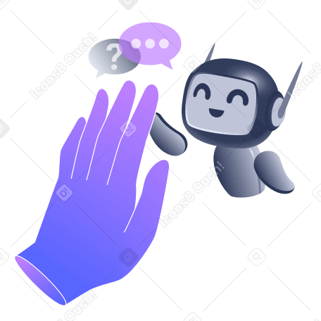 Chatbot high-fives and answers the question PNG, SVG