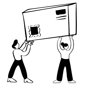 Почтовые работники доставляют посылку в PNG, SVG