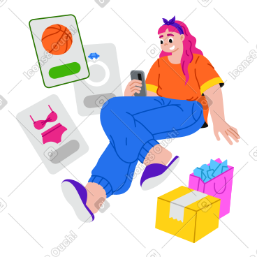 女人用手机网上购物 PNG, SVG