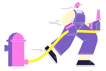 Firefighter running with fire hose PNG, SVG