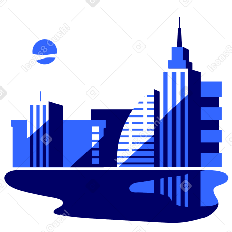 Fondo de ciudad con lago PNG, SVG