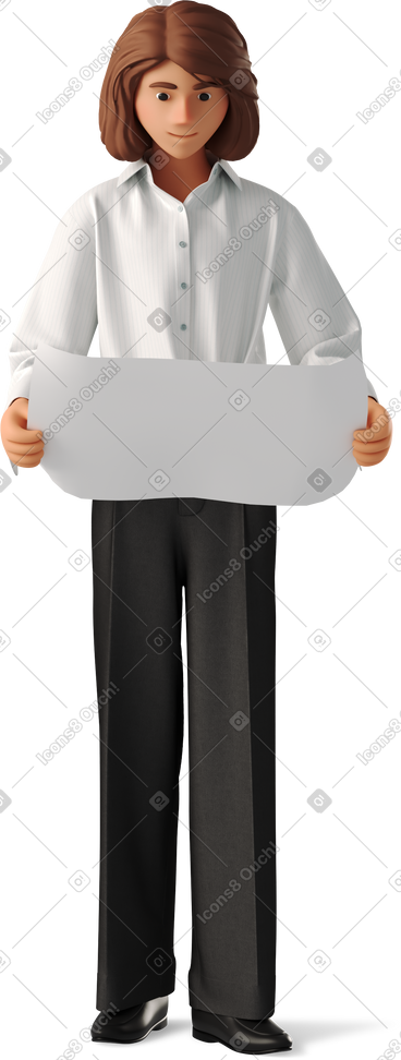 Young woman looking at plan PNG, SVG