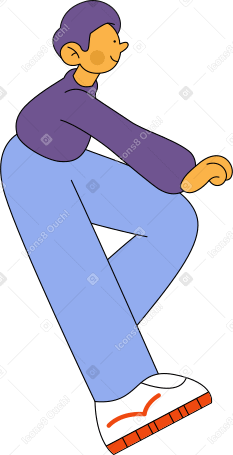man sitting with one leg stretched PNG, SVG