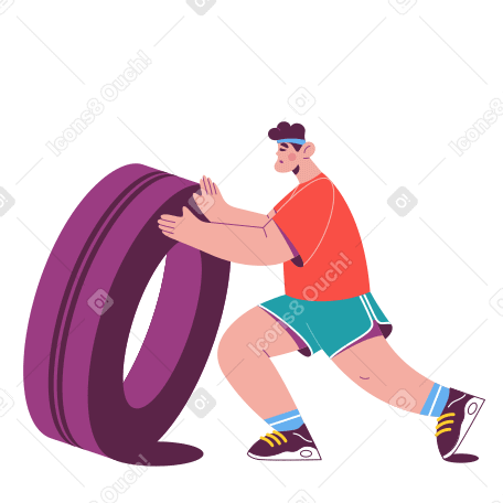 Guy doing workout with truck tire PNG, SVG