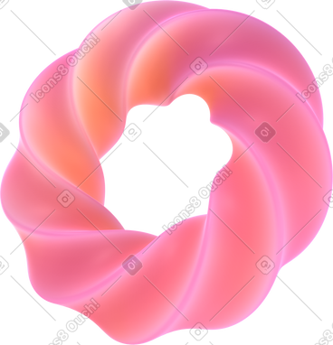 Three quarter view of gradient plastic twisted torus动态插图，格式有GIF、Lottie (JSON)、AE