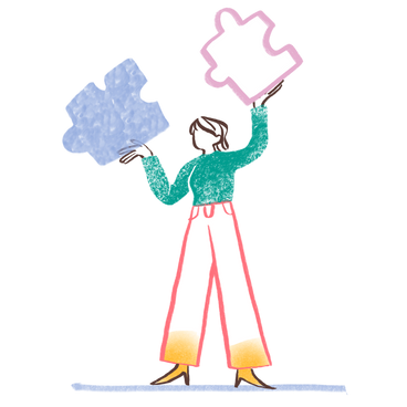 Woman with puzzle pieces PNG, SVG
