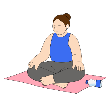 Молодая женщина медитирует на коврике для йоги в PNG, SVG