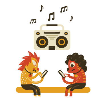 Общение онлайн и прослушивание музыки по радио в PNG, SVG