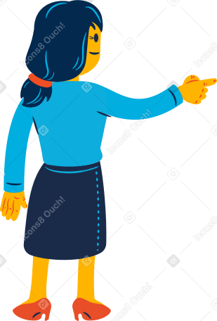 woman pointing with her finger Illustration in PNG, SVG