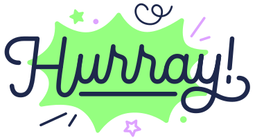 Lettering Hurray! with stars and decorative elements text PNG, SVG