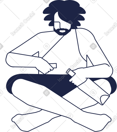 sitting man line PNG, SVG