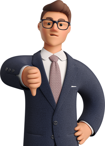 angry businessman in dark blue suit showing thumbs down PNG, SVG