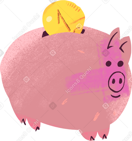 happy piggy bank with coin Illustration in PNG, SVG