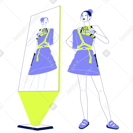 Женщина примеряет виртуальное платье в PNG, SVG