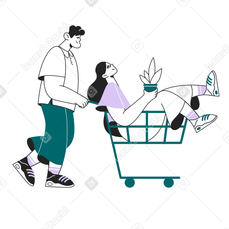 Мужчина и женщина за покупками в PNG, SVG