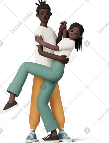 3D 男孩和女孩跳舞秋千 PNG, SVG