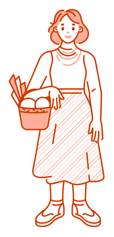 Woman with a basket of vegetables PNG, SVG