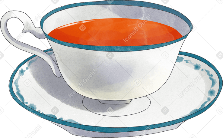 cup of tea on a saucer Illustration in PNG, SVG