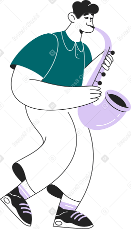 Мужчина играет на саксофоне в PNG, SVG