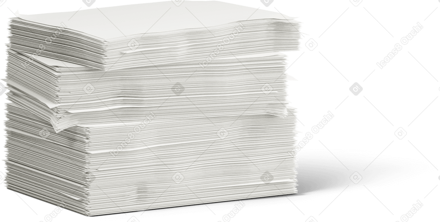 3D big stack of paper Illustration in PNG, SVG