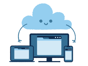 Saas cloud with different devices PNG, SVG