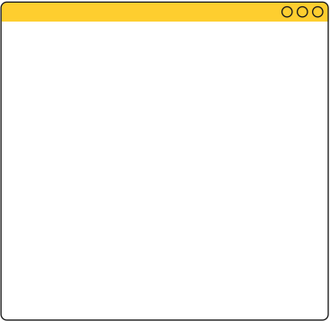 white browser window with yellow header PNG, SVG